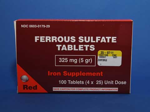 Ferrous Sulfate Tablets 325mg (5gr) 100 Tablets