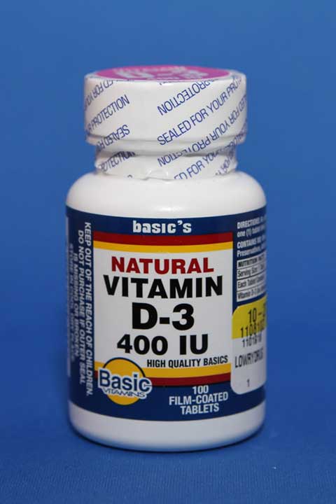 Natural Vitamin D-3 400 IU 100 Tablets - Basic Vitamins - Click Image to Close